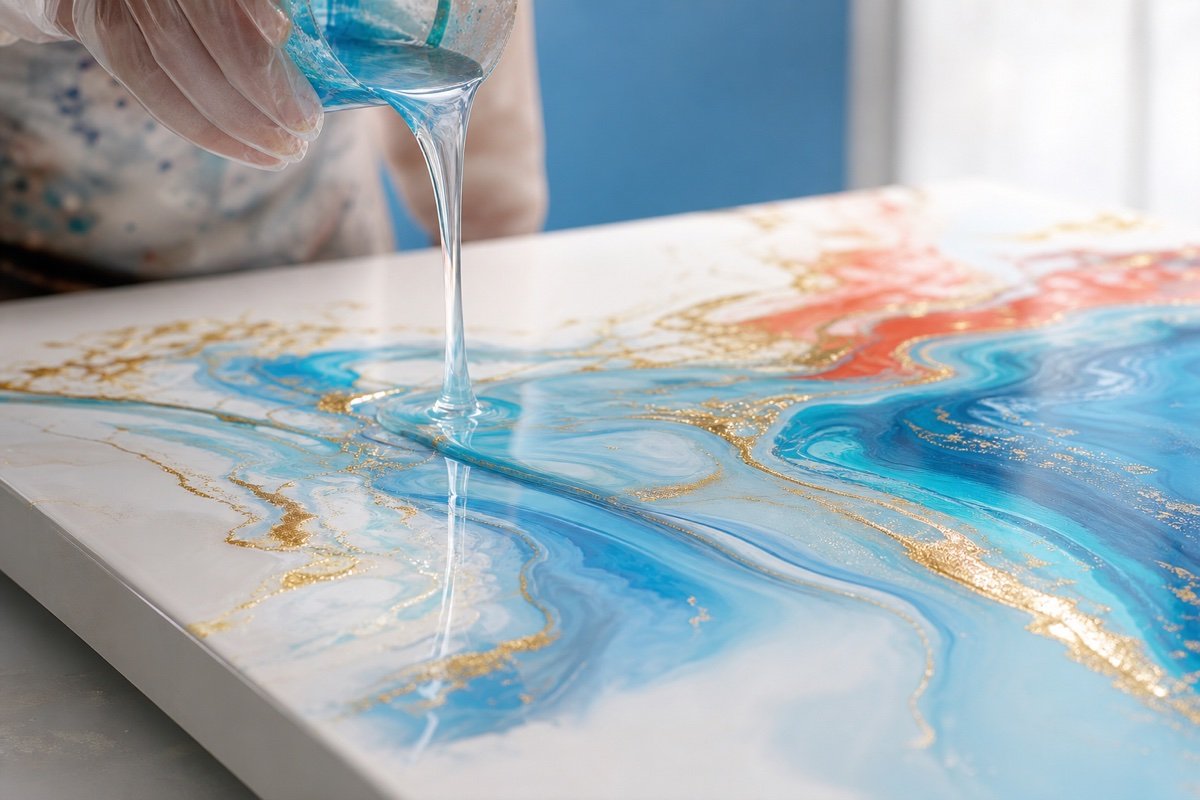 Crystal clear epoxy resin art pours
